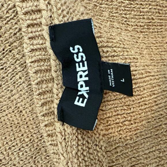 Express Top Womens Large Tan Knit Halter Sweater Tank Open Back Y2K Coastal - Picture 10 of 14